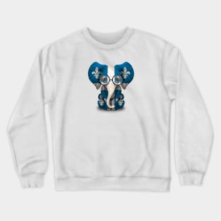 Baby Elephant with Glasses and Quebec Flag Crewneck Sweatshirt